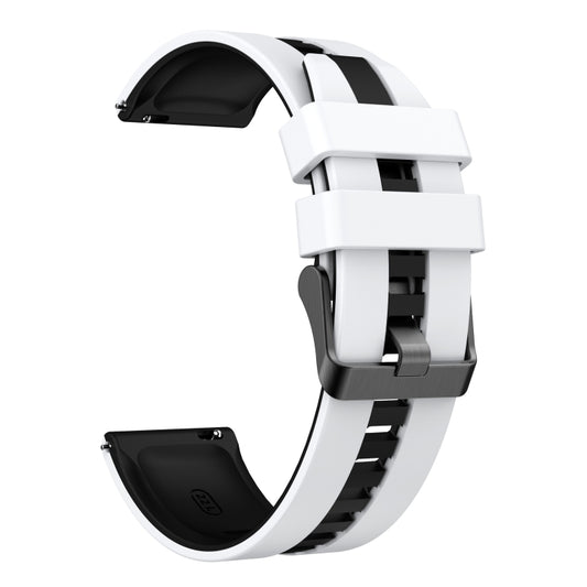 For Amazfit GTR 2e 22mm Two-Color Sports Silicone Watch Band(White+Black) - Watch Bands by buy2fix | Online Shopping UK | buy2fix