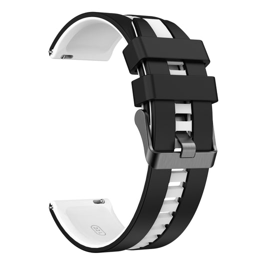 For Amazfit GTR 2e 22mm Two-Color Sports Silicone Watch Band(Black+White) - Watch Bands by buy2fix | Online Shopping UK | buy2fix