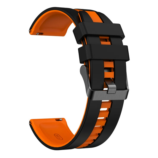For Amazfit GTR 2e 22mm Two-Color Sports Silicone Watch Band(Black+Orange) - Watch Bands by buy2fix | Online Shopping UK | buy2fix