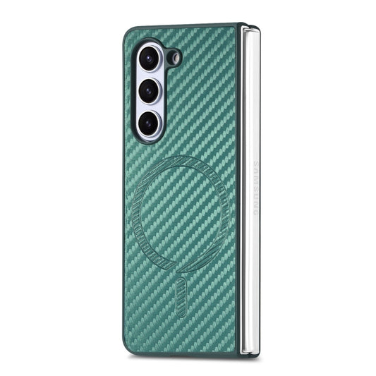 For Samsung Galaxy Z Fold6 Carbon Fiber Magsafe Phone Case(Green) by buy2fix