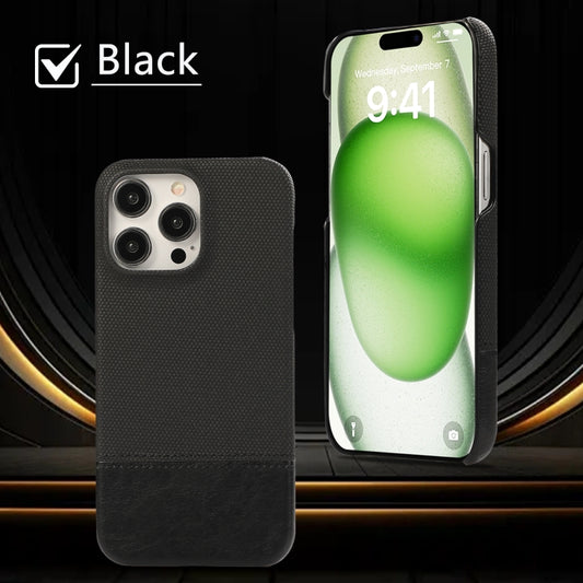 For iPhone 16 Pro Stitching Cloth PU Shockproof Phone Case(Black) by buy2fix