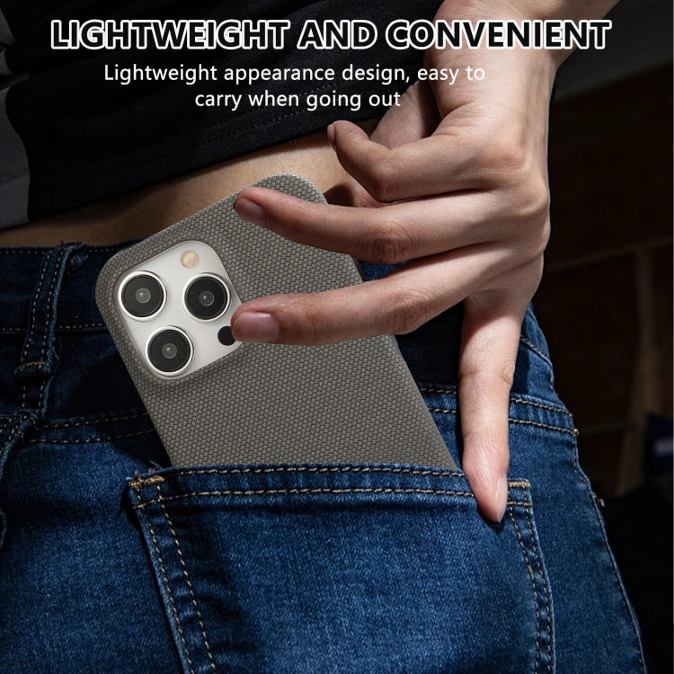 For iPhone 16 Pro Stitching Cloth PU Shockproof Phone Case(Grey) by buy2fix