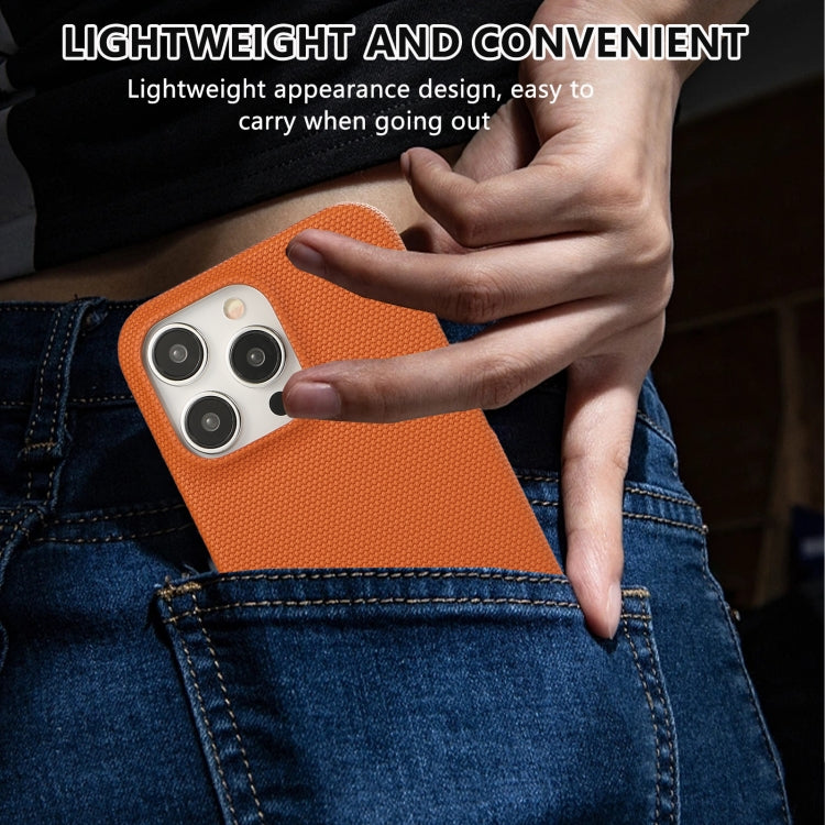 For iPhone 16 Pro Stitching Cloth PU Shockproof Phone Case(Brown) by buy2fix