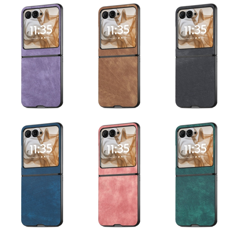 For Motorola Razr 50 Ultra Vintage Leather PC Back Cover Phone Case(Pink) by buy2fix