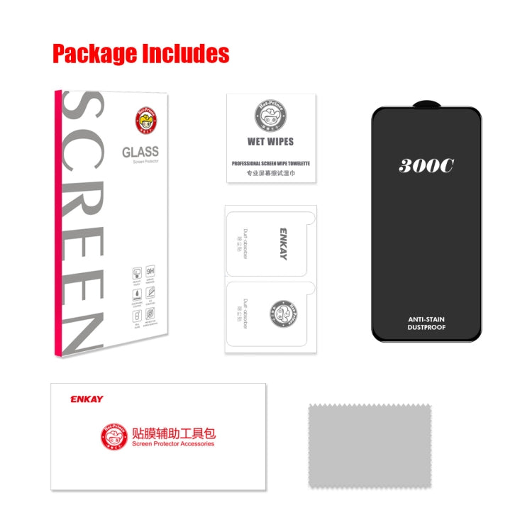 For iPhone 15 Pro Max ENKAY 300C Super Large Arc Full Coverage High Aluminum-silicon Tempered Glass Film by ENKAY