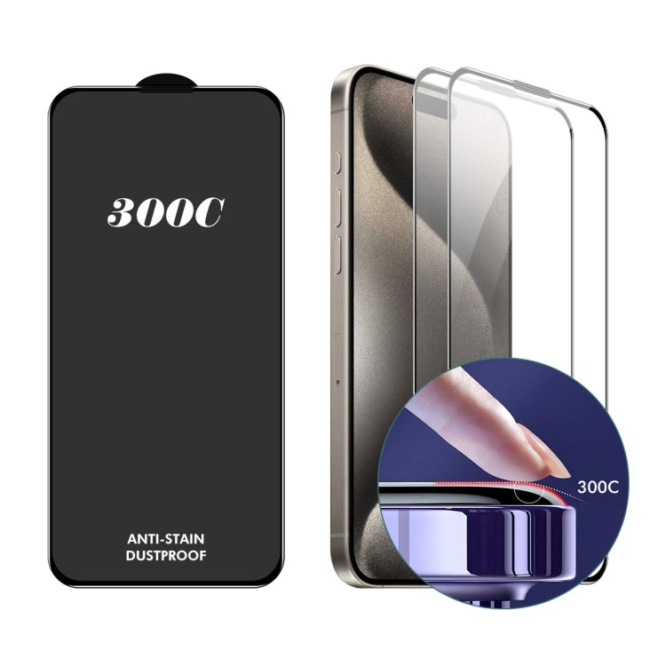 For iPhone 16 Pro Max 2pcs ENKAY 300C Super Large Arc Full Coverage High Aluminum-silicon Tempered Glass Film Black - iPhone 16 Pro Max Tempered Glass by ENKAY | Online Shopping UK | buy2fix