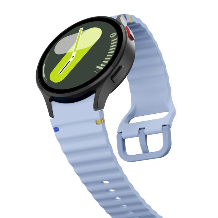 For Samsung Galaxy Watch 7 40 / 44mm Wave Pattern Stitched Silicone Watch Band(Light Blue) - Watch Bands by buy2fix | Online Shopping UK | buy2fix