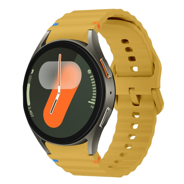 For Samsung Galaxy Watch 7 40 / 44mm Wave Pattern Stitched Silicone Watch Band(Yellow) - Watch Bands by buy2fix | Online Shopping UK | buy2fix
