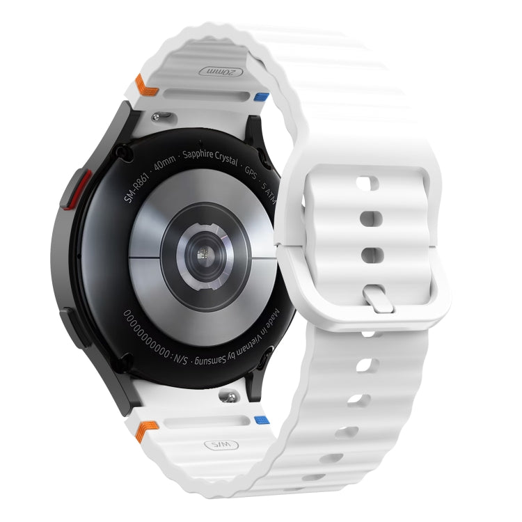 For Samsung Galaxy Watch 6 Classic Wave Pattern Stitched Silicone Watch Band(White) - Watch Bands by buy2fix | Online Shopping UK | buy2fix