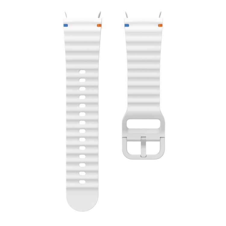 For Samsung Galaxy Watch 6 Classic Wave Pattern Stitched Silicone Watch Band(White) - Watch Bands by buy2fix | Online Shopping UK | buy2fix