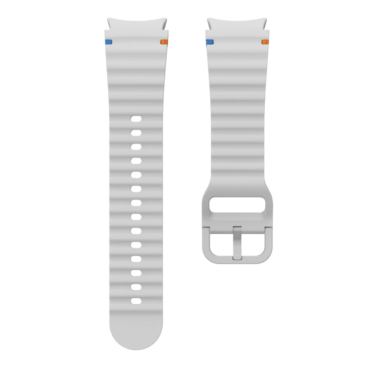 For Samsung Galaxy Watch 6 Classic Wave Pattern Stitched Silicone Watch Band(Light Gray) - Watch Bands by buy2fix | Online Shopping UK | buy2fix