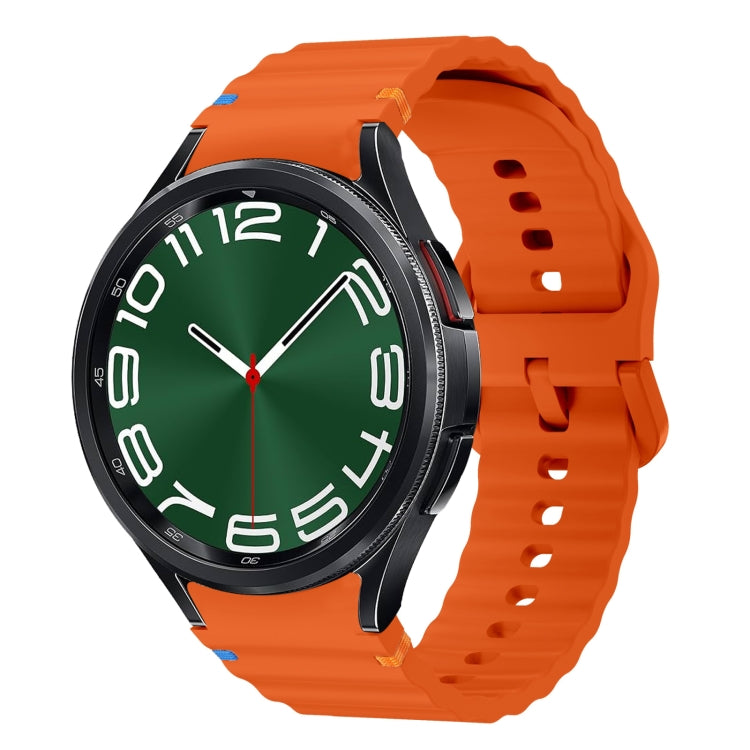 For Samsung Galaxy Watch 6 Classic Wave Pattern Stitched Silicone Watch Band(Orange) - Watch Bands by buy2fix | Online Shopping UK | buy2fix