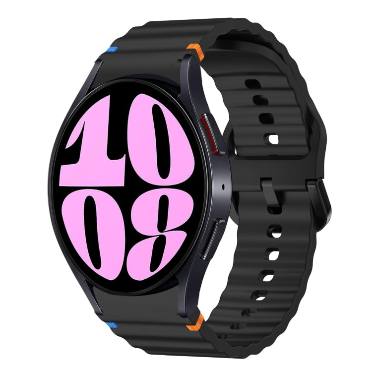 For Samsung Galaxy Watch 6 40 / 44mm Wave Pattern Stitched Silicone Watch Band(Black) - Watch Bands by buy2fix | Online Shopping UK | buy2fix