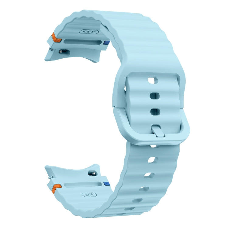 For Samsung Galaxy Watch 6 40 / 44mm Wave Pattern Stitched Silicone Watch Band(Light Blue) - Watch Bands by buy2fix | Online Shopping UK | buy2fix
