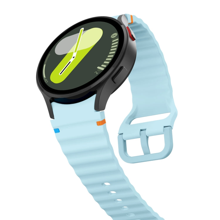 For Samsung Galaxy Watch 6 40 / 44mm Wave Pattern Stitched Silicone Watch Band(Light Blue) - Watch Bands by buy2fix | Online Shopping UK | buy2fix