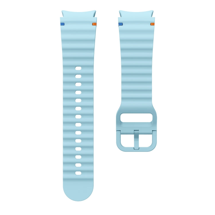 For Samsung Galaxy Watch 6 40 / 44mm Wave Pattern Stitched Silicone Watch Band(Light Blue) - Watch Bands by buy2fix | Online Shopping UK | buy2fix