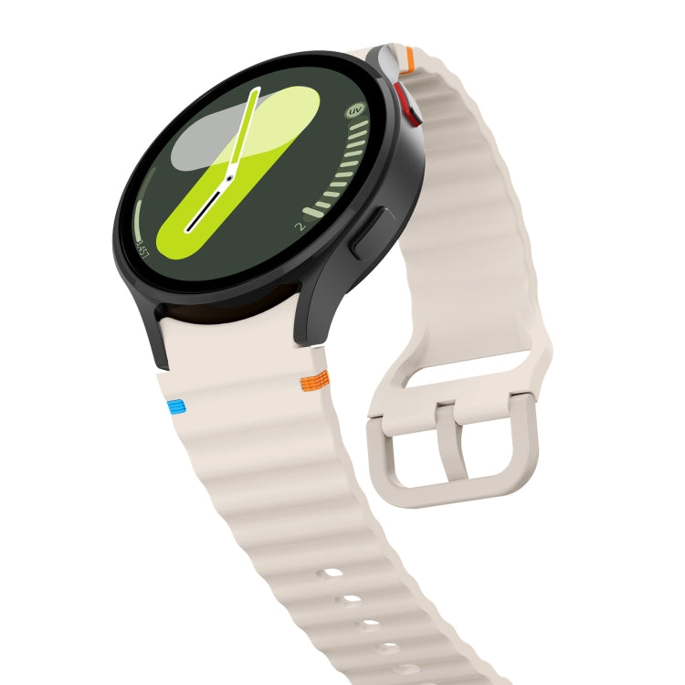 For Samsung Galaxy Watch 6 40 / 44mm Wave Pattern Stitched Silicone Watch Band(Starlight) - Watch Bands by buy2fix | Online Shopping UK | buy2fix