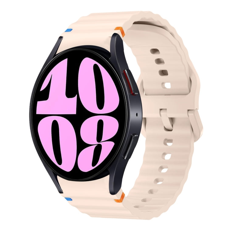 For Samsung Galaxy Watch 6 40 / 44mm Wave Pattern Stitched Silicone Watch Band(Pink) - Watch Bands by buy2fix | Online Shopping UK | buy2fix