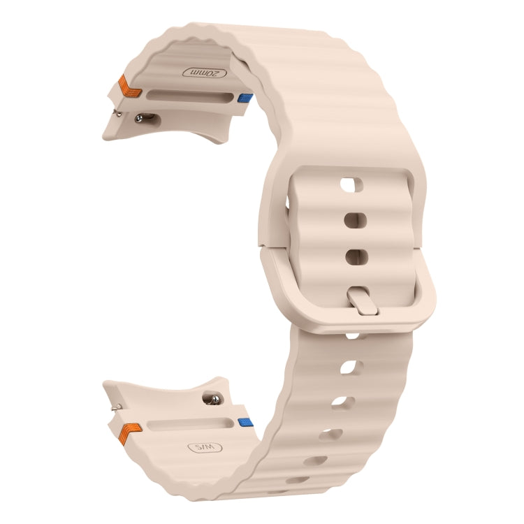 For Samsung Galaxy Watch 6 40 / 44mm Wave Pattern Stitched Silicone Watch Band(Pink) - Watch Bands by buy2fix | Online Shopping UK | buy2fix