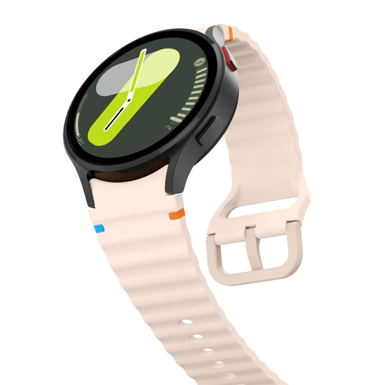 For Samsung Galaxy Watch 6 40 / 44mm Wave Pattern Stitched Silicone Watch Band(Pink) - Watch Bands by buy2fix | Online Shopping UK | buy2fix