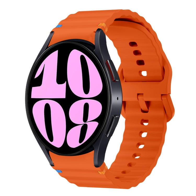 For Samsung Galaxy Watch 6 40 / 44mm Wave Pattern Stitched Silicone Watch Band(Orange) - Watch Bands by buy2fix | Online Shopping UK | buy2fix
