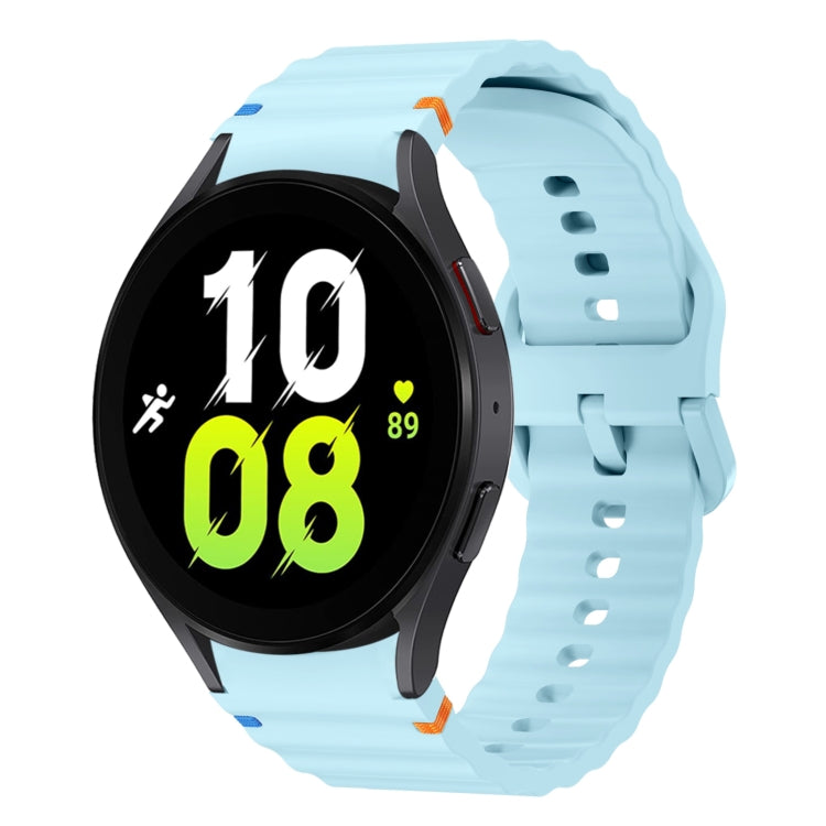 For Samsung Galaxy Watch 5 40 / 44mm Wave Pattern Stitched Silicone Watch Band(Light Blue) - Watch Bands by buy2fix | Online Shopping UK | buy2fix