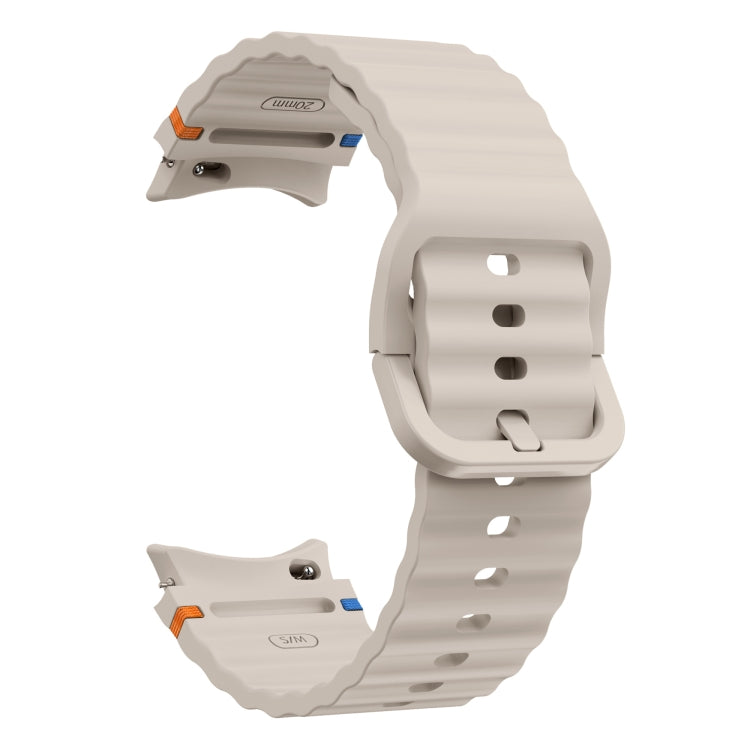 For Samsung Galaxy Watch 5 40 / 44mm Wave Pattern Stitched Silicone Watch Band(Starlight) - Watch Bands by buy2fix | Online Shopping UK | buy2fix
