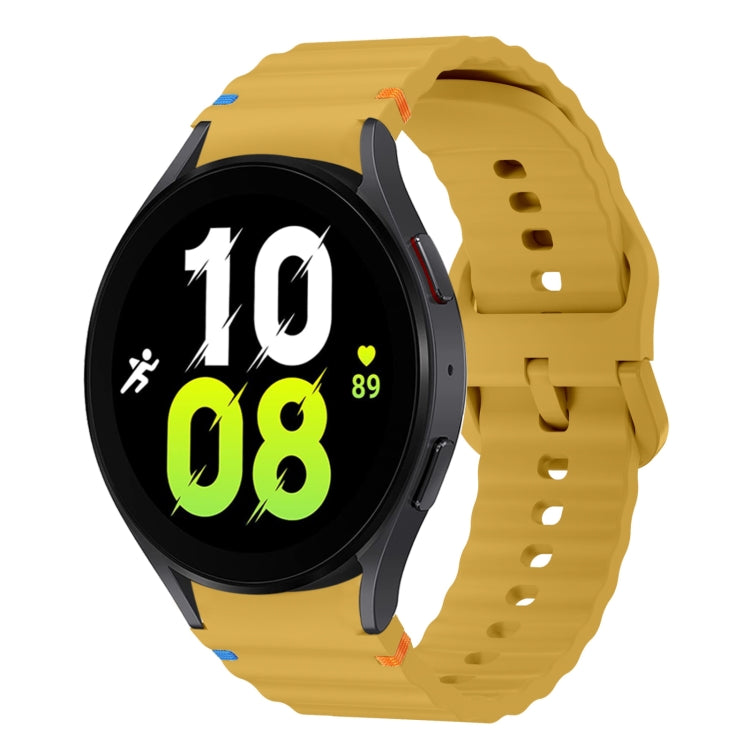 For Samsung Galaxy Watch 5 40 / 44mm Wave Pattern Stitched Silicone Watch Band(Yellow) - Watch Bands by buy2fix | Online Shopping UK | buy2fix