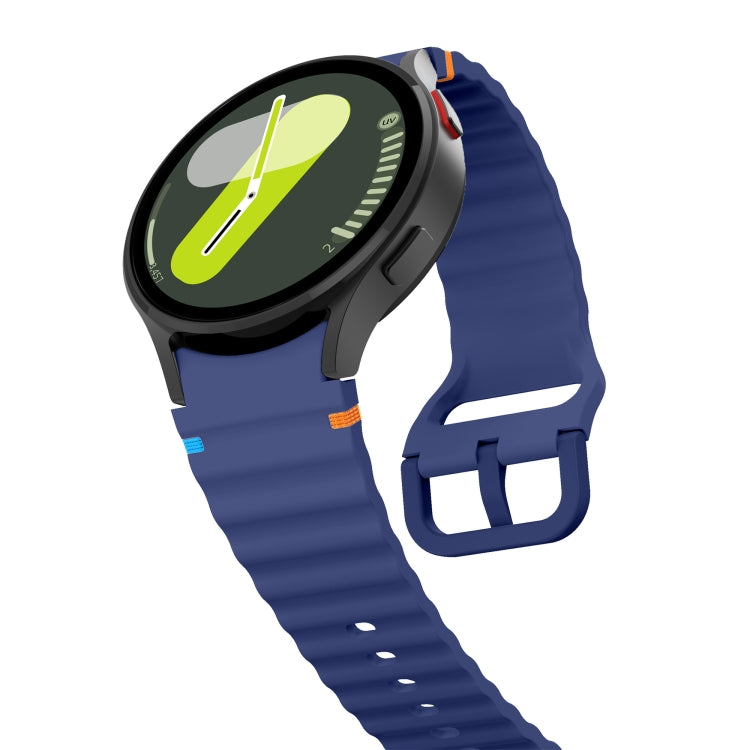 For Samsung Galaxy Watch 5 40 / 44mm Wave Pattern Stitched Silicone Watch Band(Dark Blue) - Watch Bands by buy2fix | Online Shopping UK | buy2fix