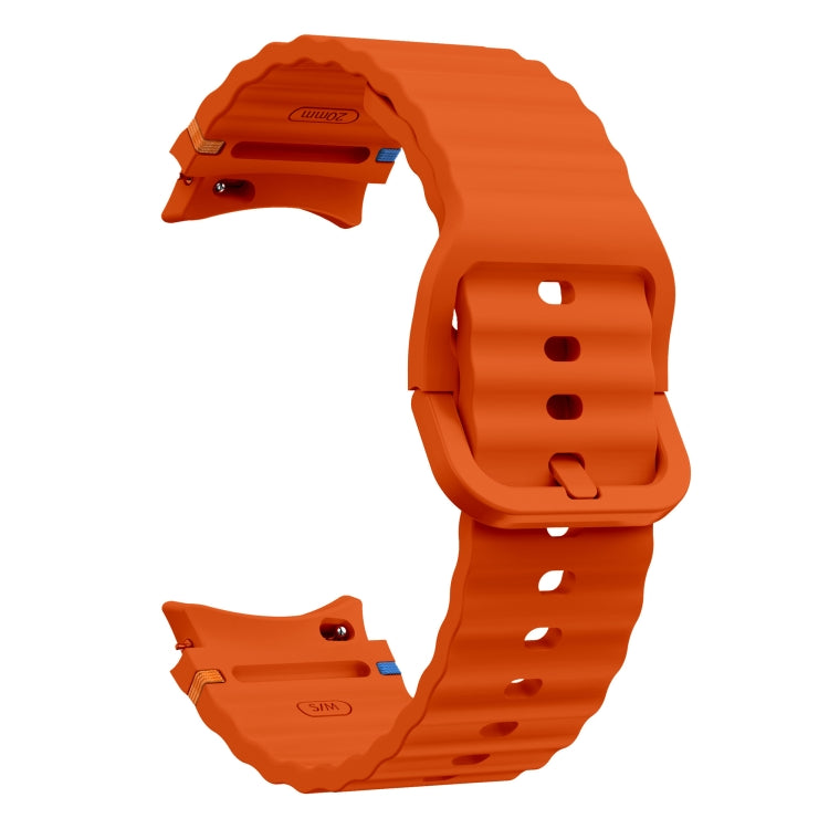 For Samsung Galaxy Watch 5 Pro Wave Pattern Stitched Silicone Watch Band(Orange) - Watch Bands by buy2fix | Online Shopping UK | buy2fix