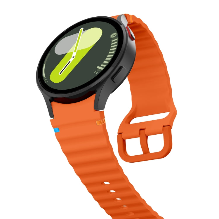 For Samsung Galaxy Watch 5 Pro Wave Pattern Stitched Silicone Watch Band(Orange) - Watch Bands by buy2fix | Online Shopping UK | buy2fix