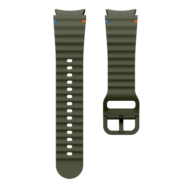 For Samsung Galaxy Watch 5 Pro Wave Pattern Stitched Silicone Watch Band(Army Green) - Watch Bands by buy2fix | Online Shopping UK | buy2fix