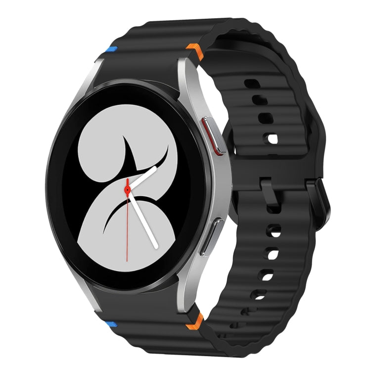 For Samsung Galaxy Watch 4 40 / 44mm Wave Pattern Stitched Silicone Watch Band(Black) - Watch Bands by buy2fix | Online Shopping UK | buy2fix