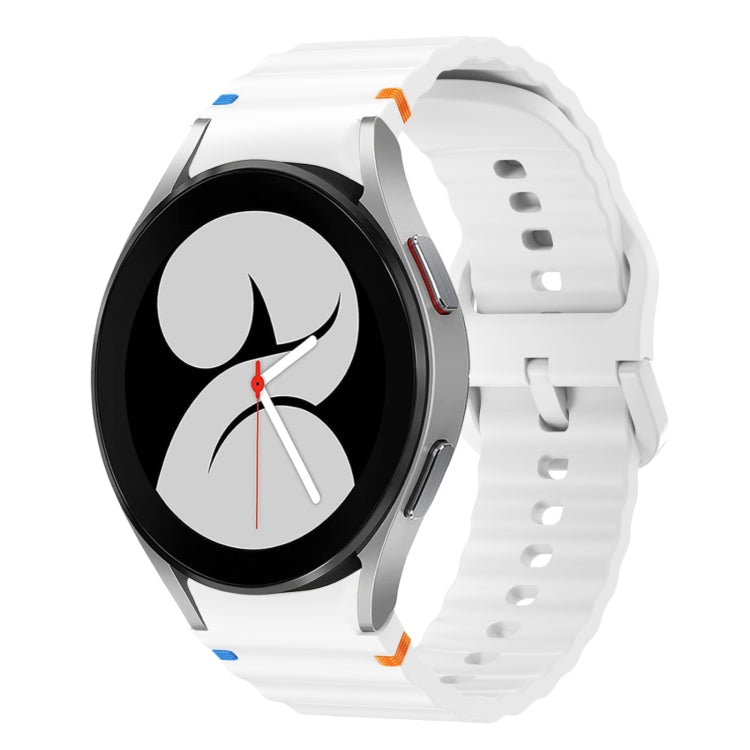 For Samsung Galaxy Watch 4 40 / 44mm Wave Pattern Stitched Silicone Watch Band(White) - Watch Bands by buy2fix | Online Shopping UK | buy2fix