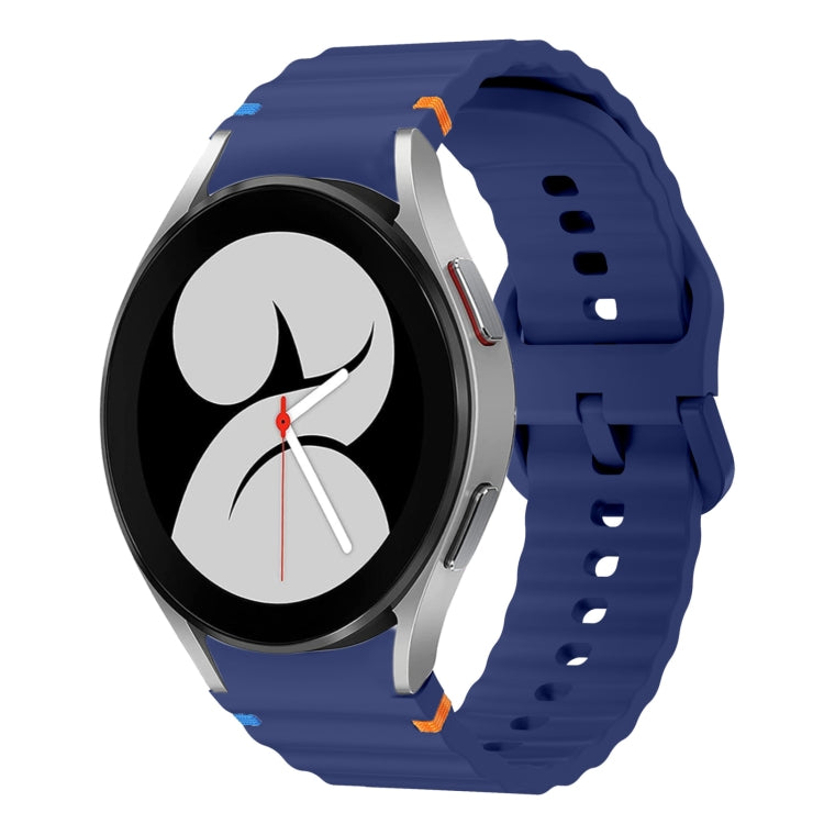 For Samsung Galaxy Watch 4 40 / 44mm Wave Pattern Stitched Silicone Watch Band(Dark Blue) - Watch Bands by buy2fix | Online Shopping UK | buy2fix