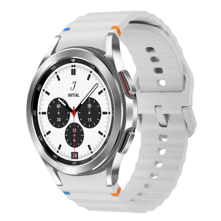 For Samsung Galaxy Watch 4 Classic 42 / 46mm Wave Pattern Stitched Silicone Watch Band(Light Gray) - Watch Bands by buy2fix | Online Shopping UK | buy2fix