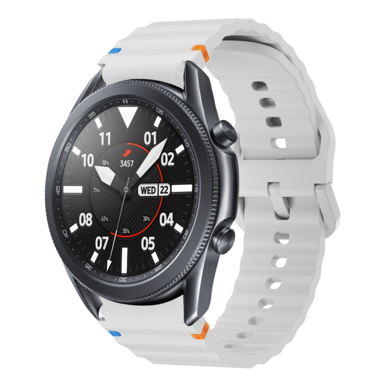 For Samsung Galaxy Watch3 41mm Wave Pattern Stitched Silicone Watch Band(Light Gray) - Watch Bands by buy2fix | Online Shopping UK | buy2fix