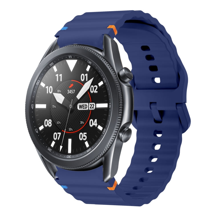 For Samsung Galaxy Watch3 41mm Wave Pattern Stitched Silicone Watch Band(Dark Blue) - Watch Bands by buy2fix | Online Shopping UK | buy2fix