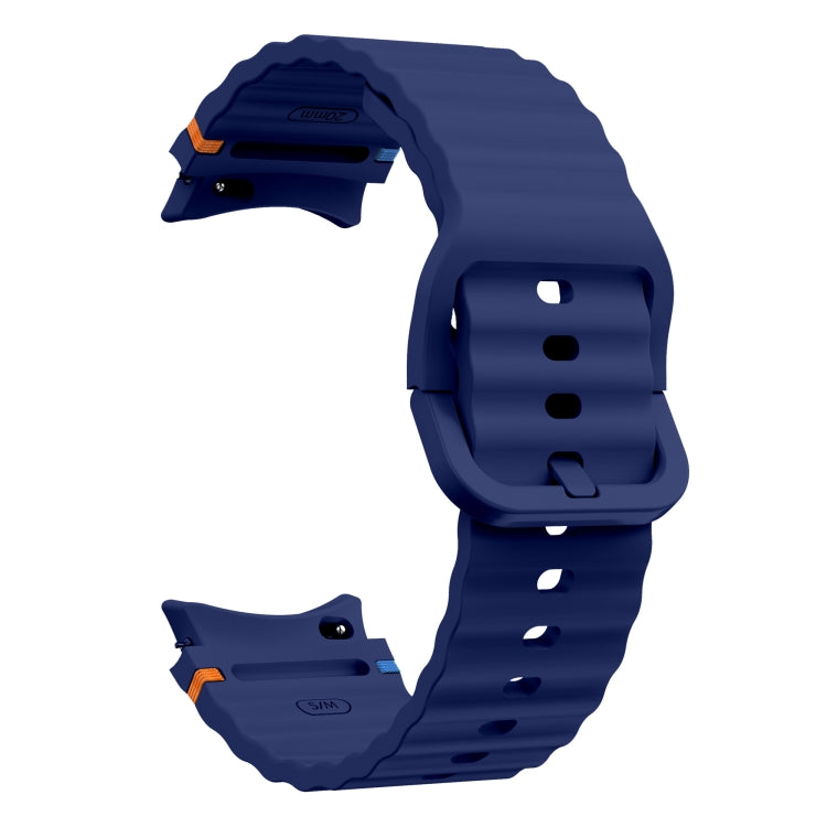 For Samsung Galaxy Watch3 41mm Wave Pattern Stitched Silicone Watch Band(Dark Blue) - Watch Bands by buy2fix | Online Shopping UK | buy2fix