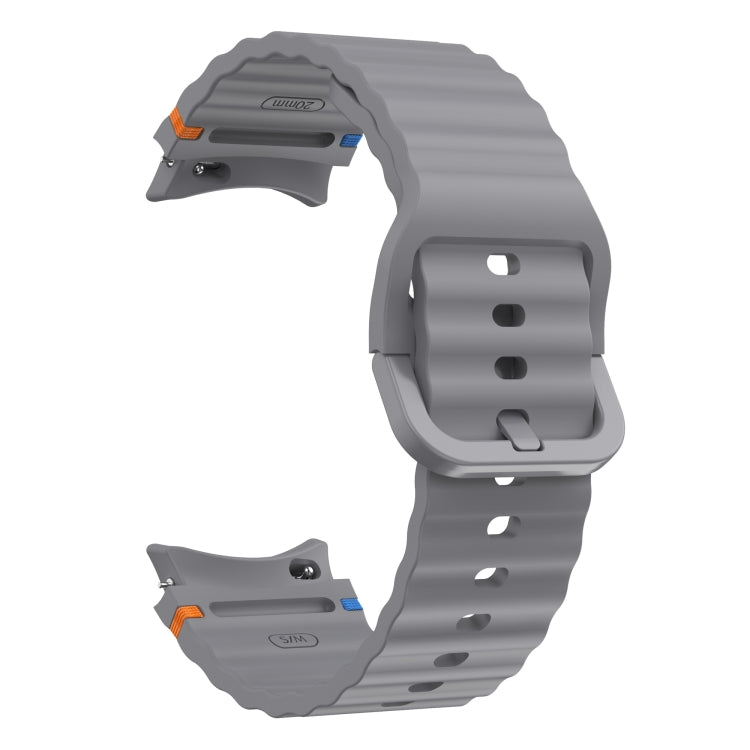 For Samsung Galaxy Watch3 41mm Wave Pattern Stitched Silicone Watch Band(Dark Gray) - Watch Bands by buy2fix | Online Shopping UK | buy2fix