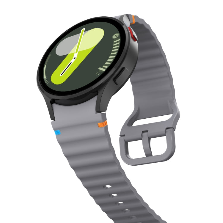 For Samsung Galaxy Watch3 41mm Wave Pattern Stitched Silicone Watch Band(Dark Gray) - Watch Bands by buy2fix | Online Shopping UK | buy2fix