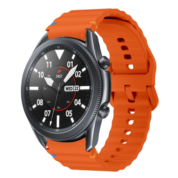 For Samsung Galaxy Watch3 41mm Wave Pattern Stitched Silicone Watch Band(Orange) - Watch Bands by buy2fix | Online Shopping UK | buy2fix