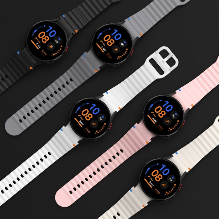 For Samsung Galaxy Watch 6 Classic Wave Pattern Stitched Silicone Watch Band(Light Gray) - Watch Bands by buy2fix | Online Shopping UK | buy2fix