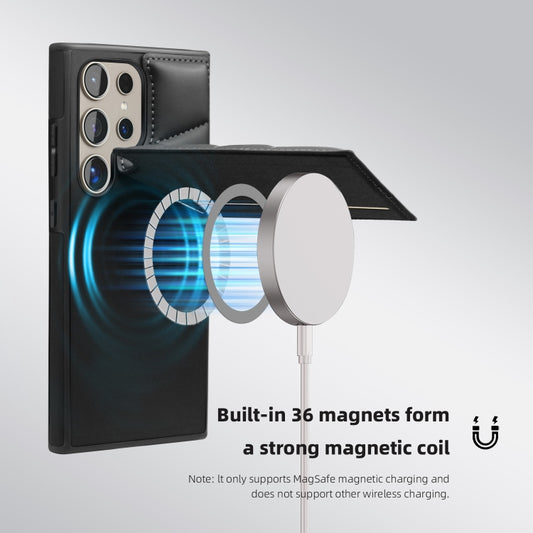 For Samsung Galaxy S23 5G Down Jacket Card Bag Holder MagSafe Phone Case(Black) by buy2fix