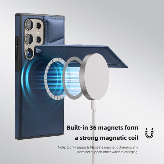 For Samsung Galaxy S23+ 5G Down Jacket Card Bag Holder MagSafe Phone Case(Royal Blue) by buy2fix