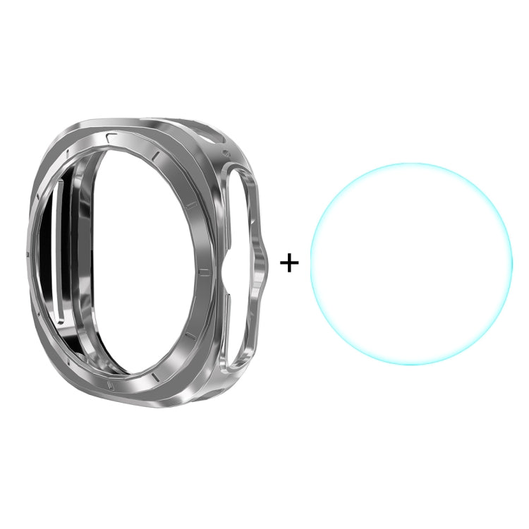 For Samsung Galaxy Watch Ultra 47mm / Ultra 2025 ENKAY Hat-Prince Electroplated Soft TPU Cover + 0.2mm 9H Glass Screen Protector(Silver) - Watch Cases by ENKAY | Online Shopping UK | buy2fix