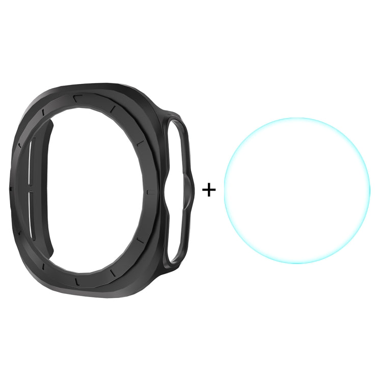 For Samsung Galaxy Watch Ultra 47mm / Ultra 2025 ENKAY Hat-Prince Electroplated Hard PC Cover + 0.2mm 9H Glass Screen Protector(Black) - Watch Cases by ENKAY | Online Shopping UK | buy2fix