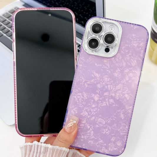 For iPhone 16 Pro Plating Glitter Texture TPU Phone Case with Lens Film(White Shell Grain) by buy2fix
