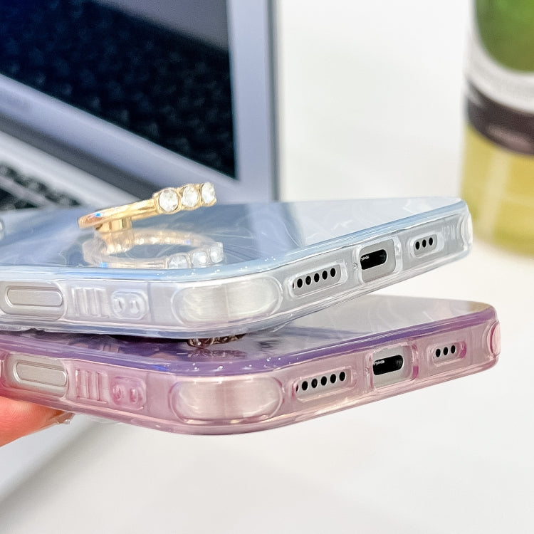 For iPhone 16 Pro Plating Glitter Texture Ring Holder TPU Phone Case with Lens Film(White Tinfoil Texture) by buy2fix
