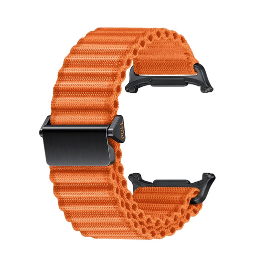For Apple Watch Ultra 49mm Off Road Magnetic Buckle Braided Nylon Watch Band(Orange) by buy2fix